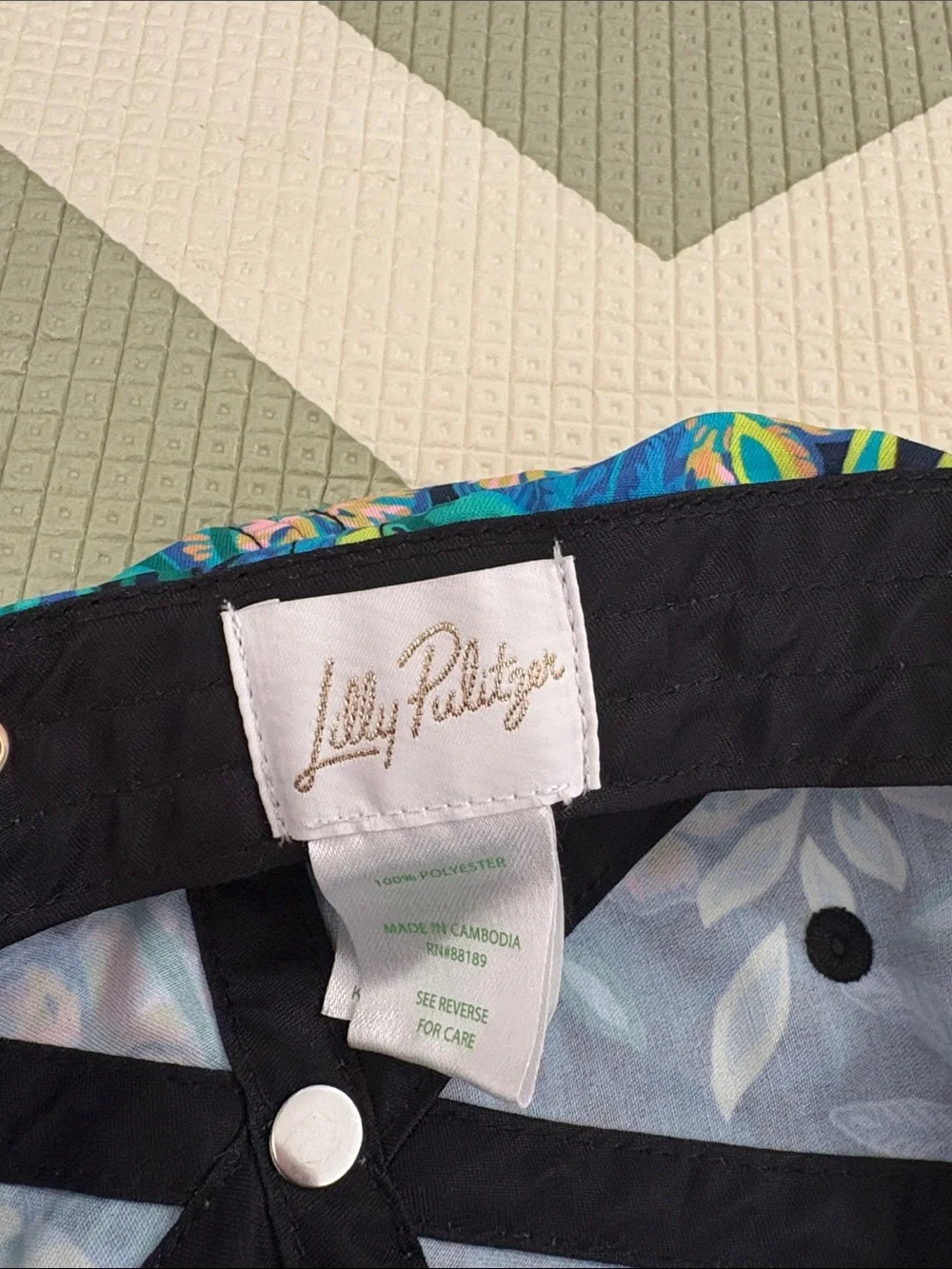 Lilly Pulitzer Navy Tropical Floral Kids Cap with Teal & Lime Accents